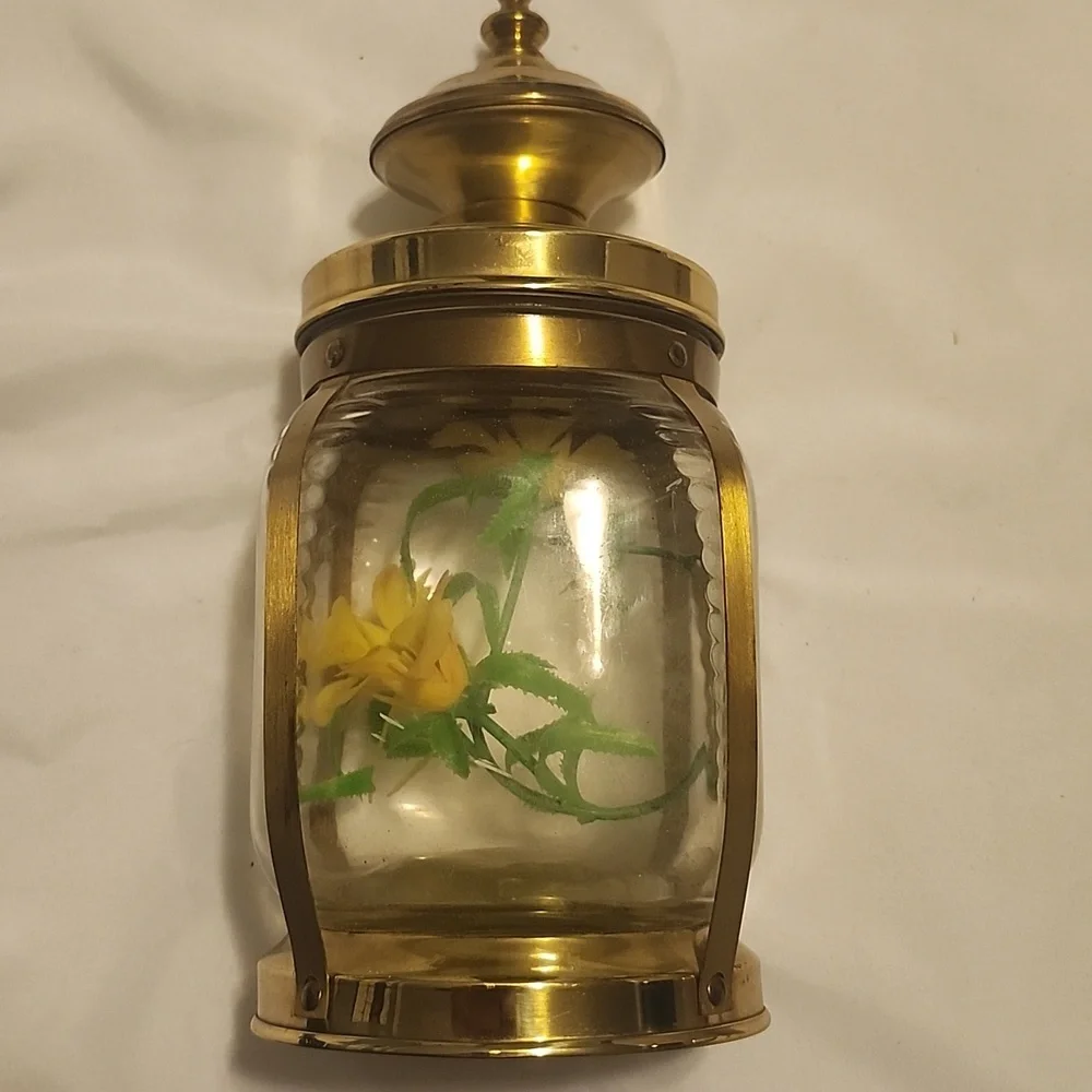 Vintage Hazel-Atlas Brass and Glass Decorative Jar